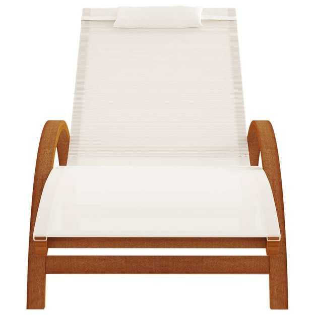 Saulės gultas su pagalve, baltas, tekstilenas ir tuopos masyvas
