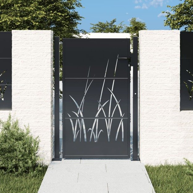 Sodo vartai, antracito, 105x155cm, plienas, žolės dizaino