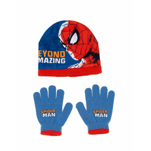 Kepurė ir pirštinės Spider-Man Great power Mėlyna Raudona