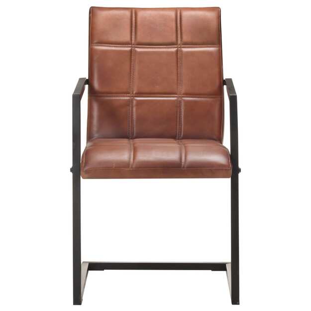 Gembinės valgomojo kėdės, 2vnt., rudos spalvos, tikra oda