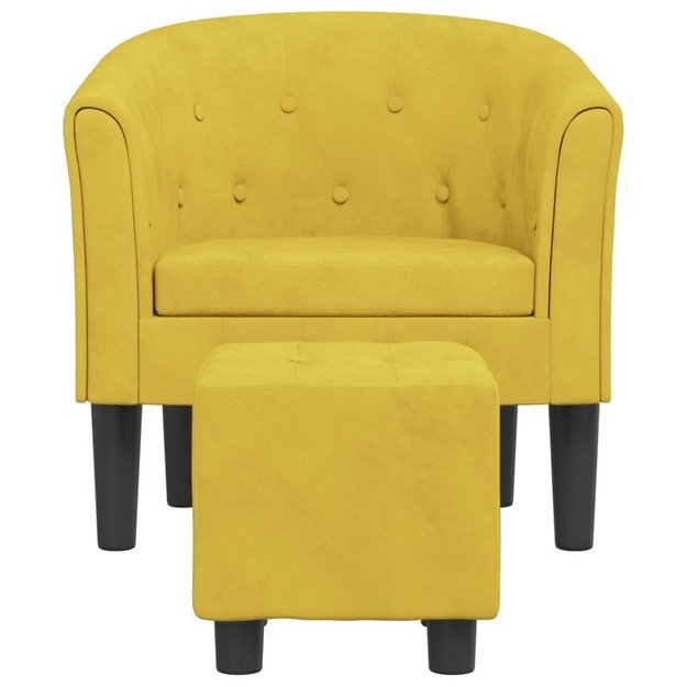 Krėslas su pakoja, geltonos spalvos, aksomas