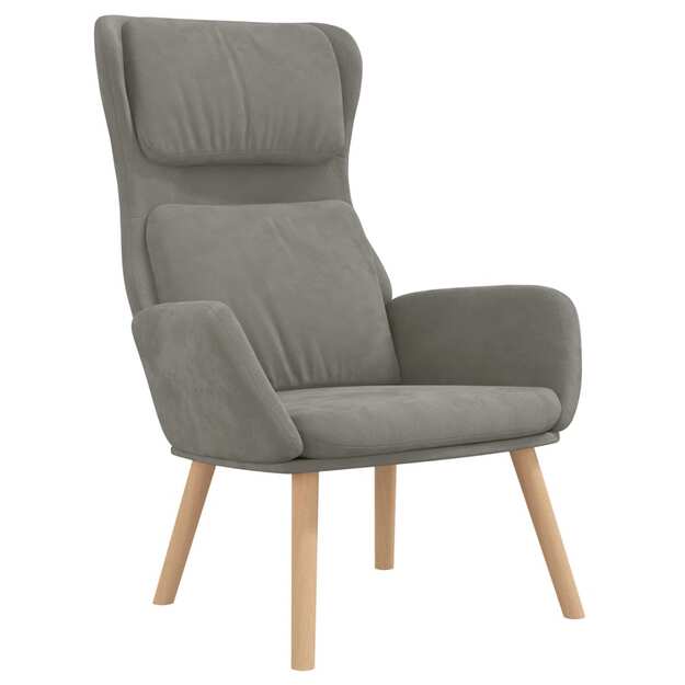 Poilsio kėdė, šviesiai pilkos spalvos, aksomas