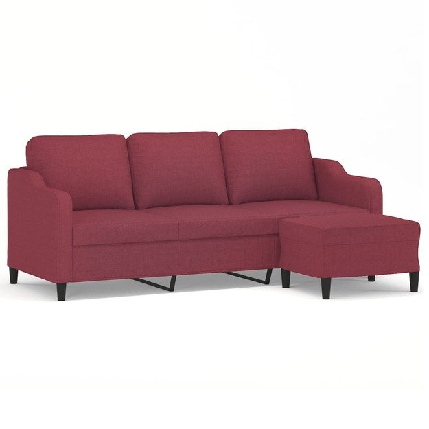 Trivietė sofa su pakoja, raudonojo vyno spalvos, 180cm, audinys