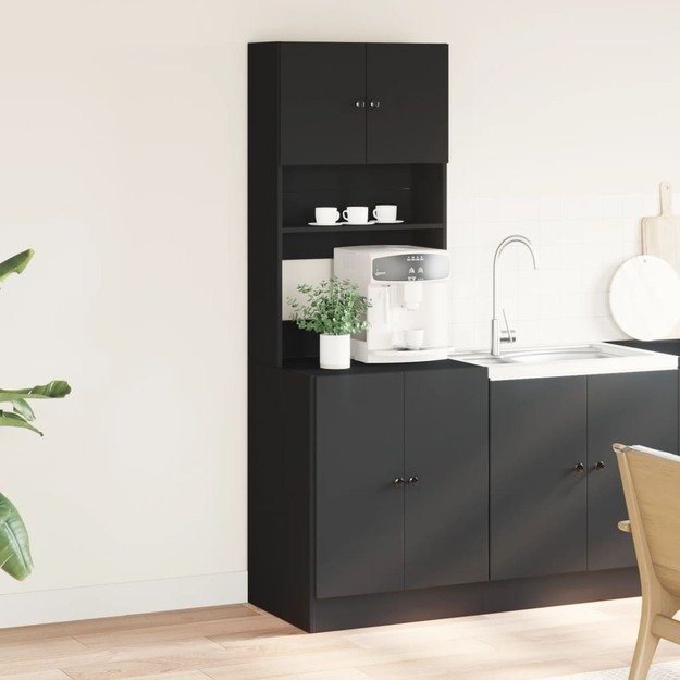 Virtuvės spintelė, juoda, 60x50x180cm, apdirbta mediena