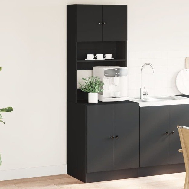 Virtuvės spintelė, juoda, 60x50x180cm, apdirbta mediena