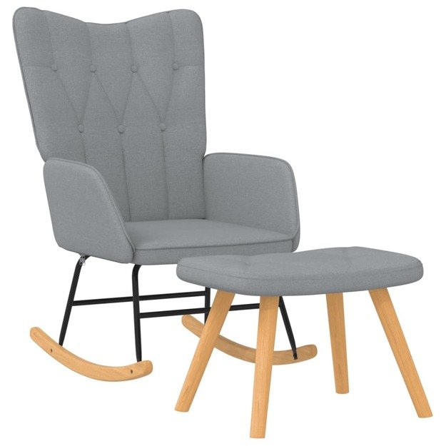 Supama kėdė su pakoja, šviesiai pilkos spalvos, audinys
