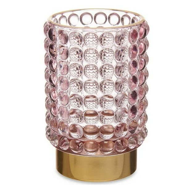 Žvakidė Taškai Rožinė Auksinis stiklas (8,5 x 12,5 x 8,5 cm)