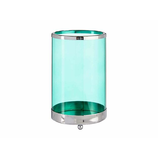Žvakidė Sidabras Mėlyna Cilindras 12,2 x 19,5 x 12,2 cm Metalinis stiklas