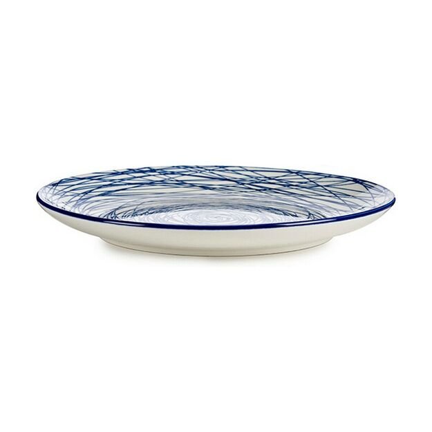 Plokščia lėkštė Dryžiai Porcelianas Mėlyna Balta 24 x 2,8 x 24 cm