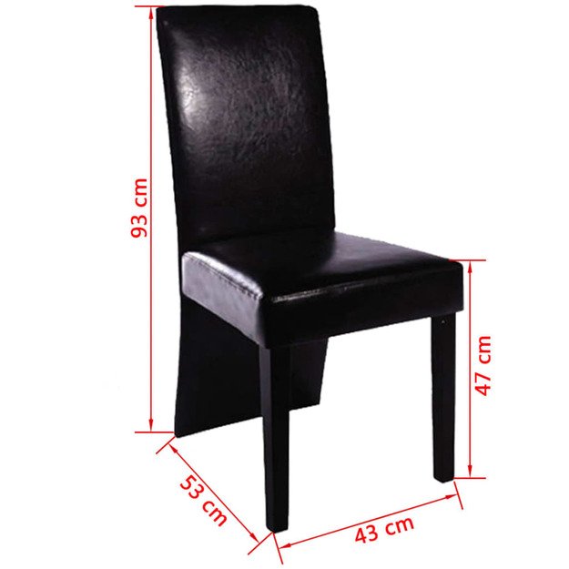 Valgomojo kėdės, 6vnt., juodos spalvos, dirbtinė oda