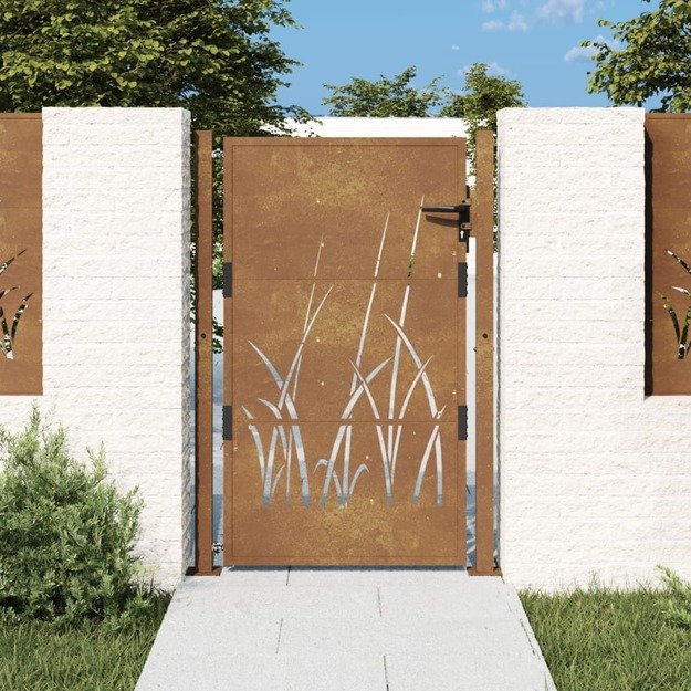 Sodo vartai, 105x155cm, corten plienas, žolės dizaino