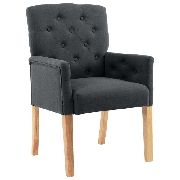 Valgomojo kėdė su porankiais, pilkos spalvos, audinys