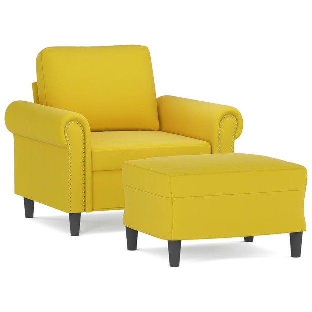 Krėslas su pakoja, geltonos spalvos, 60cm, aksomas