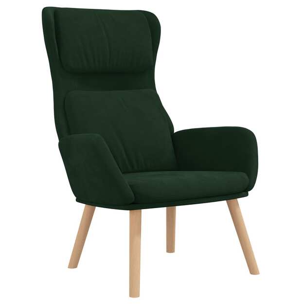 Poilsio kėdė, tamsiai žalios spalvos, aksomas