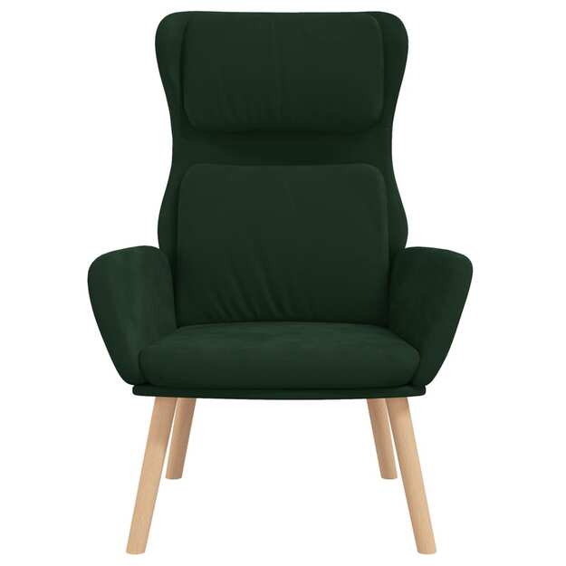 Poilsio kėdė, tamsiai žalios spalvos, aksomas