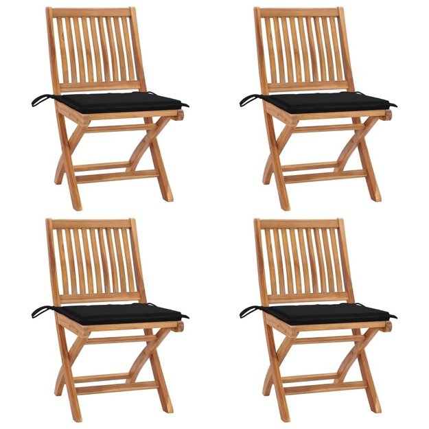 Sulankstomos sodo kėdės su pagalvėlėmis, 4vnt., tikmedis