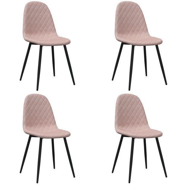 Valgomojo kėdės, 4vnt., rožinės spalvos, aksomas