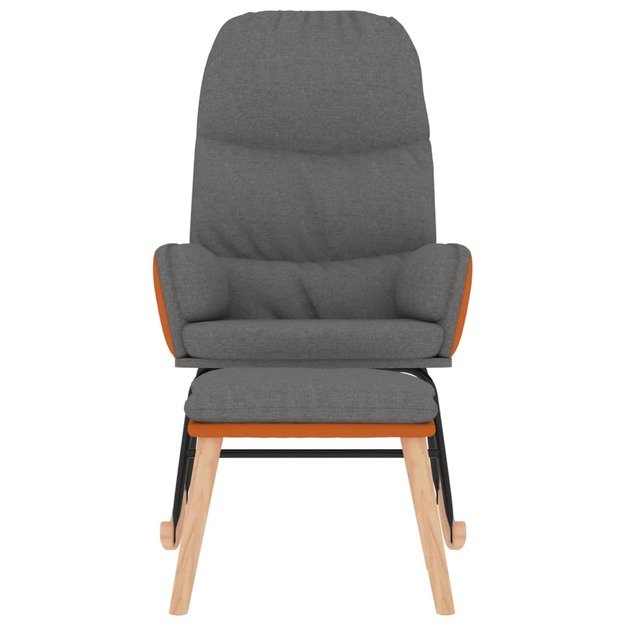 Supama kėdė su taburete, šviesiai pilkos spalvos, audinys