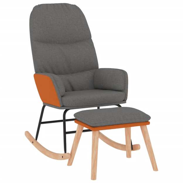 Supama kėdė su taburete, šviesiai pilkos spalvos, audinys
