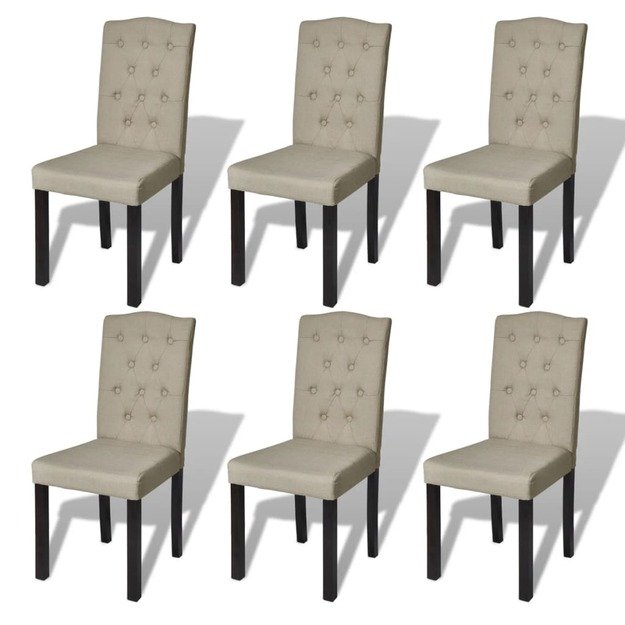 Valgomojo kėdės, 6 vnt., šviesiai rudos spalvos, audinys