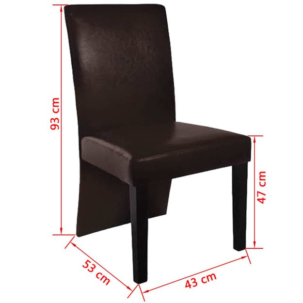 Valgomojo kėdės, 6vnt., tamsiai rudos spalvos, dirbtinė oda