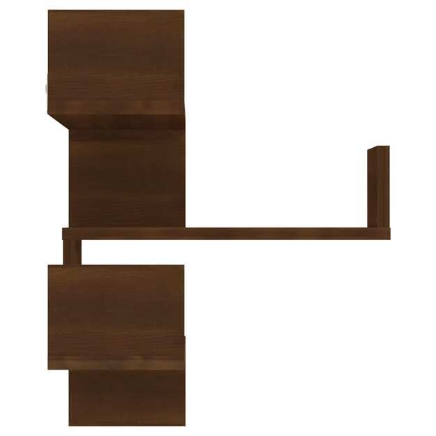 Sieninė kampinė lentyna, ruda ąžuolo, 40x40x50cm, mediena