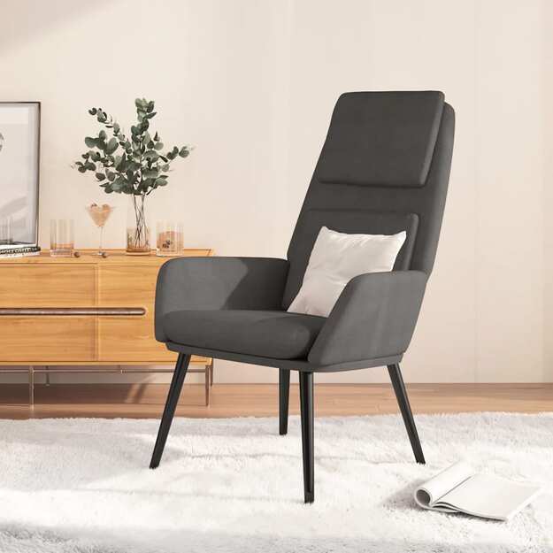Poilsio kėdė, tamsiai pilkos spalvos, audinys