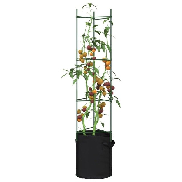 Pomidorų narvai su augalų maišeliais, 4vnt., 154cm, plienas/pp