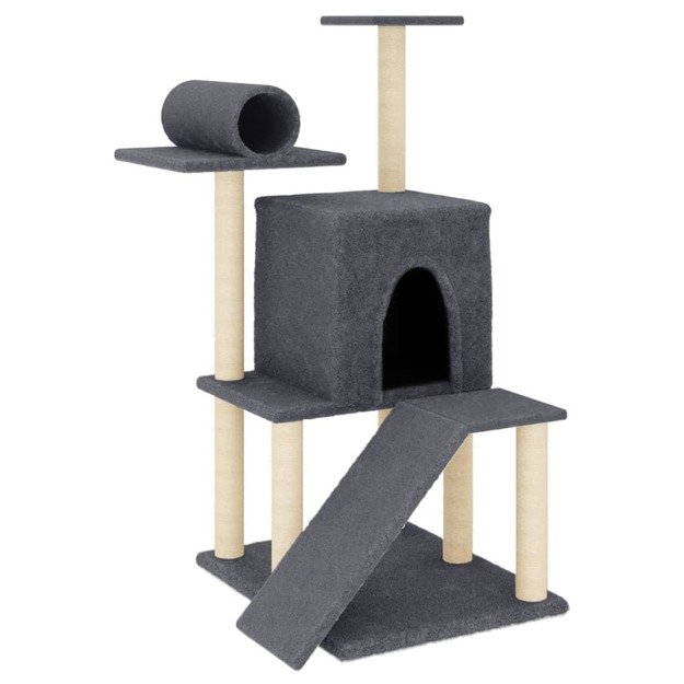 Draskyklė katėms su stovais iš sizalio, tamsiai pilka, 110,5cm