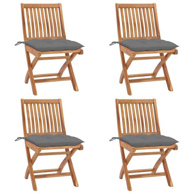 Sulankstomos sodo kėdės su pagalvėlėmis, 4vnt., tikmedis