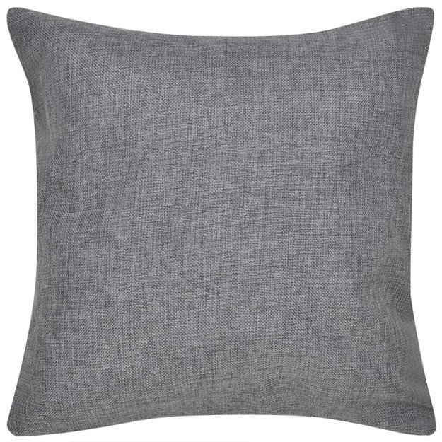 4 antracito spalvos pagalvėlių užvalkalai, lino imitacija, 50 x 50 cm