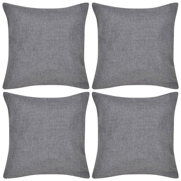 4 antracito spalvos pagalvių užvalkalai, lino imitacija, 40 x 40 cm
