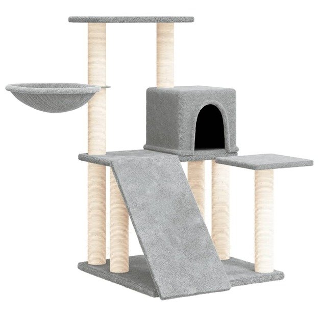 Draskyklė katėms su stovais iš sizalio, šviesiai pilka, 82cm