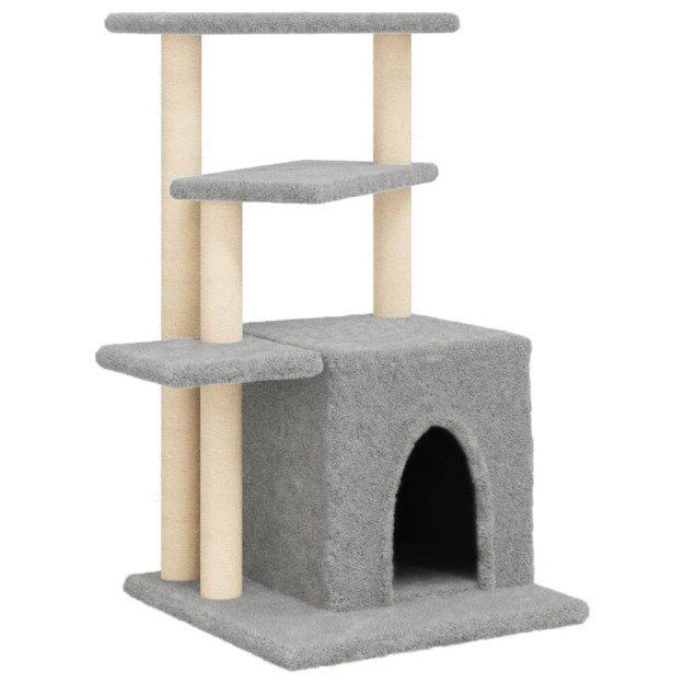 Draskyklė katėms su stovais iš sizalio, šviesiai pilka, 83,5cm