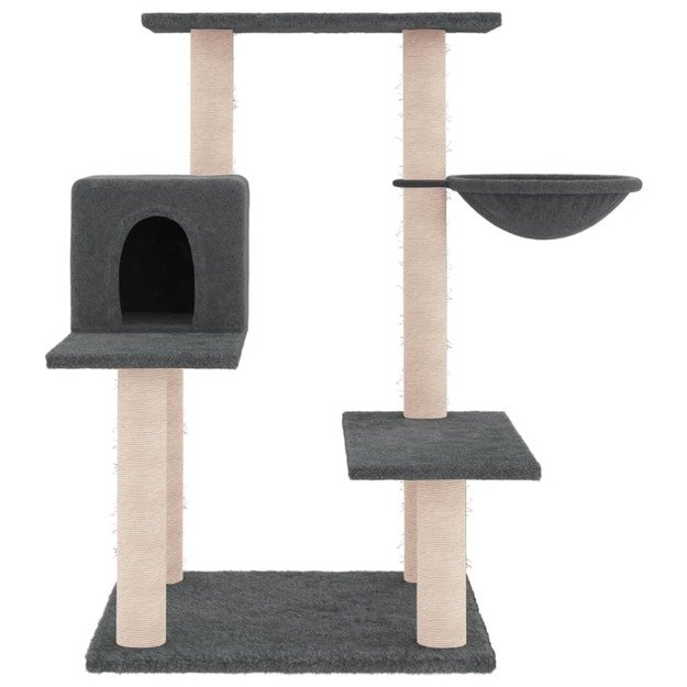Draskyklė katėms su stovais iš sizalio, tamsiai pilka, 82,5cm