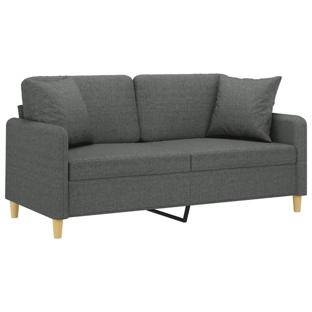 Dvivietė sofa su pagalvėlėmis, tamsiai pilka, 140cm, audinys