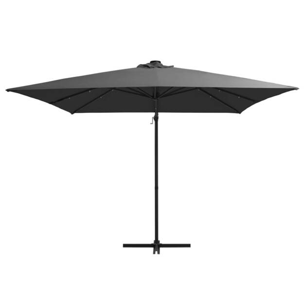 Gembinis skėtis su led/plieniniu stulpu, antracito, 250x250cm