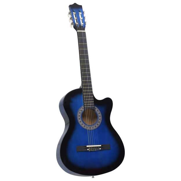 Klasikinė gitara, šešėliuotos mėlynos spalvos, 38 , 6 stygos