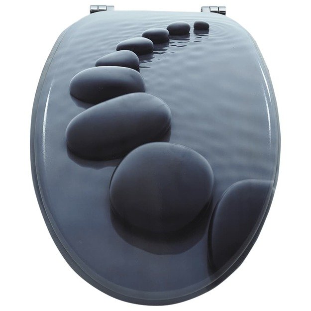 Klozeto sėdynė, juoda, mdf, akmenų dizainas