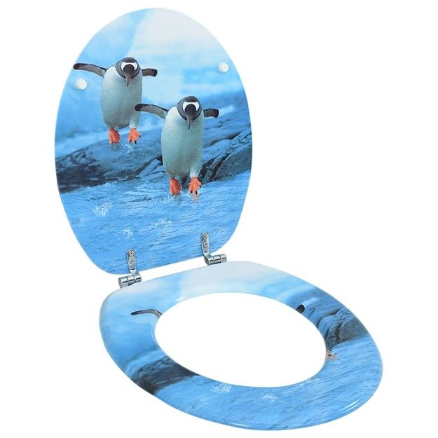 Klozeto sėdynė su dangčiu, mdf, su pingvinais