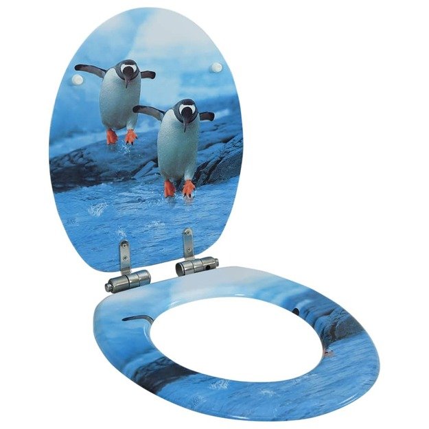Klozeto sėdynė su soft-close dangčiu, mdf, su pingvinais
