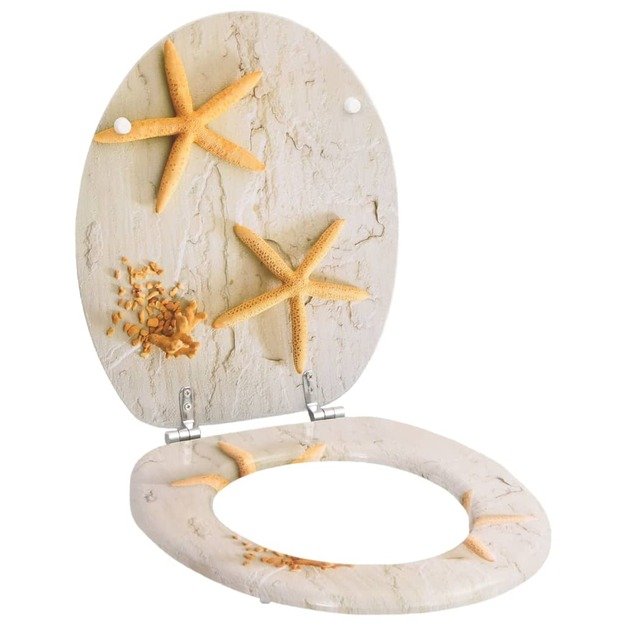 Klozeto sėdynės su dangčiu 2vnt. mdf jūros žvaigždžių dizainas