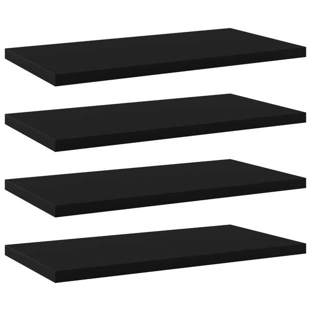 Knygų lentynos plokštės, 4vnt., juodos, 40x20x1,5cm, mdp