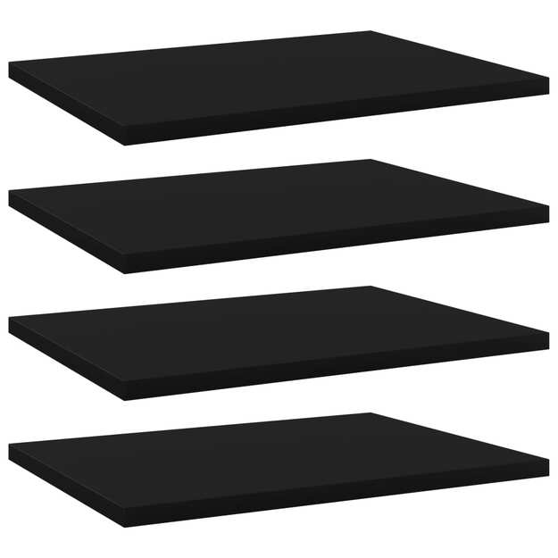 Knygų lentynos plokštės, 4vnt., juodos, 40x30x1,5cm, mdp