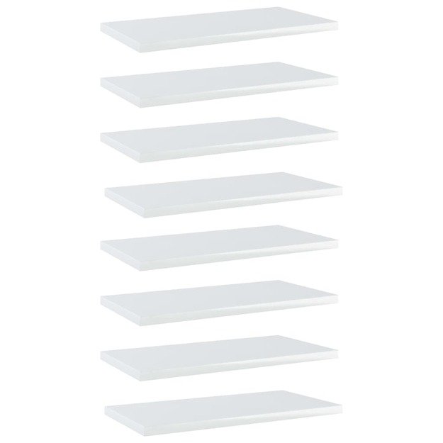 Knygų lentynos plokštės, 8vnt., baltos, 40x20x1,5cm, mdp