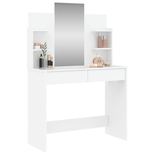 Kosmetinis staliukas su veidrodžiu, baltas, 96x39x142cm