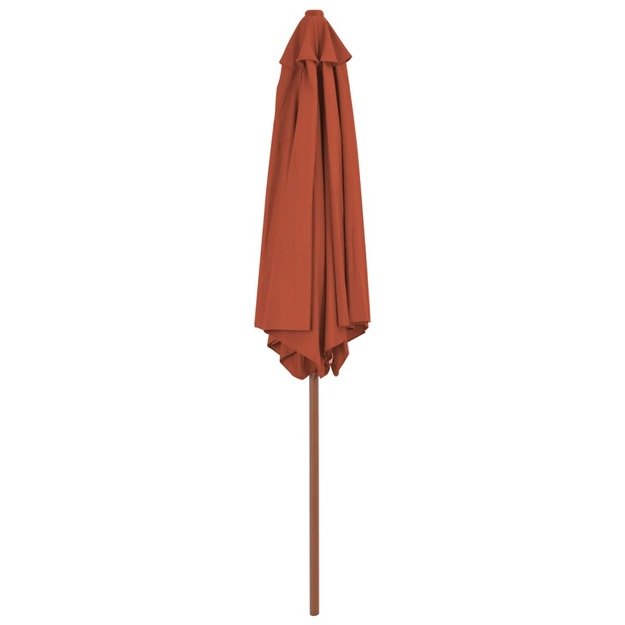 Lauko skėtis su mediniu stulpu, terakota spalvos, 270 cm