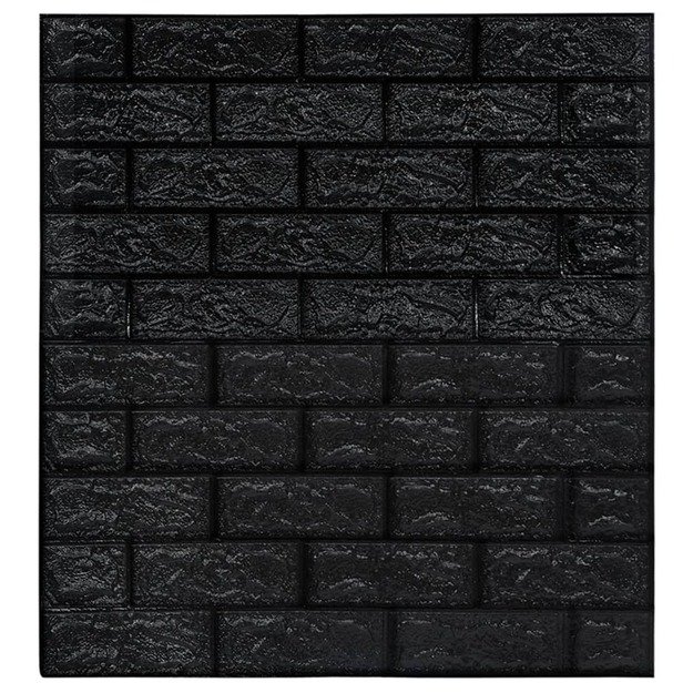 Lipnūs 3d tapetai, juodos spalvos, 40vnt., plytų dizaino
