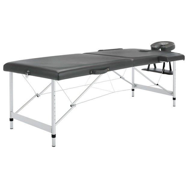 Masažo stalas, antracito, 186x68cm, 2 zonų, aliuminio rėmas