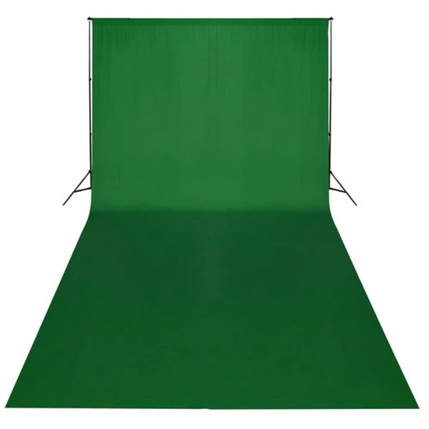 Medvilninis fonas, žalias, 600x300 cm,  chroma key 